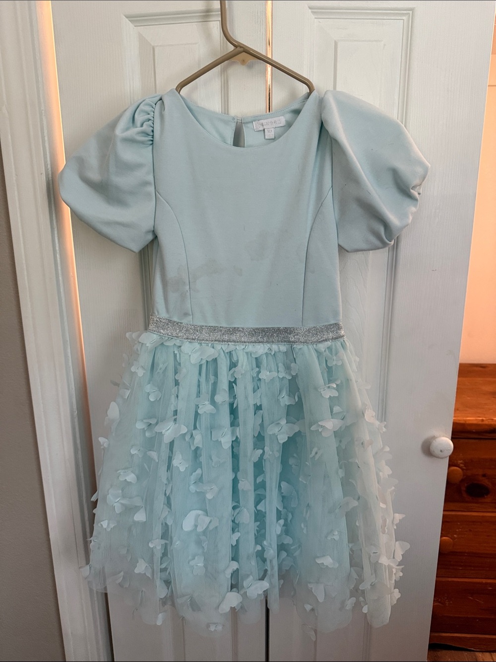Btween Girls Size 10 Aqua Blue 3D Floral Tulle Party Dress